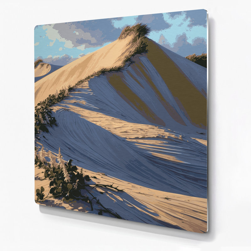 Hawaiian Sand Dunes, art mural gris en métal, H 16 po x l 16 po