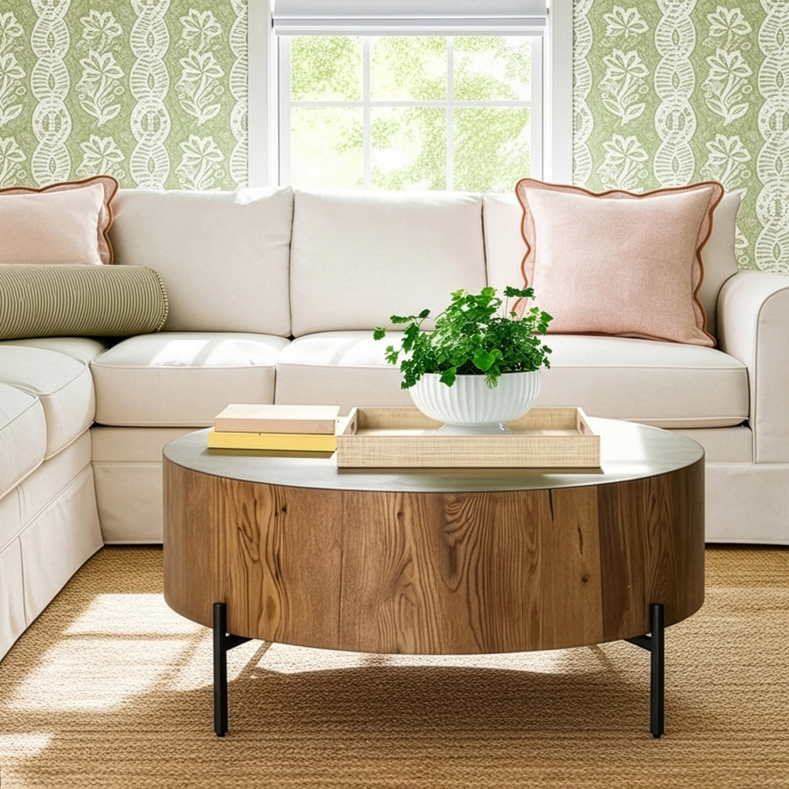 Aceton 38" Coffee Table, Amber Oak Resin