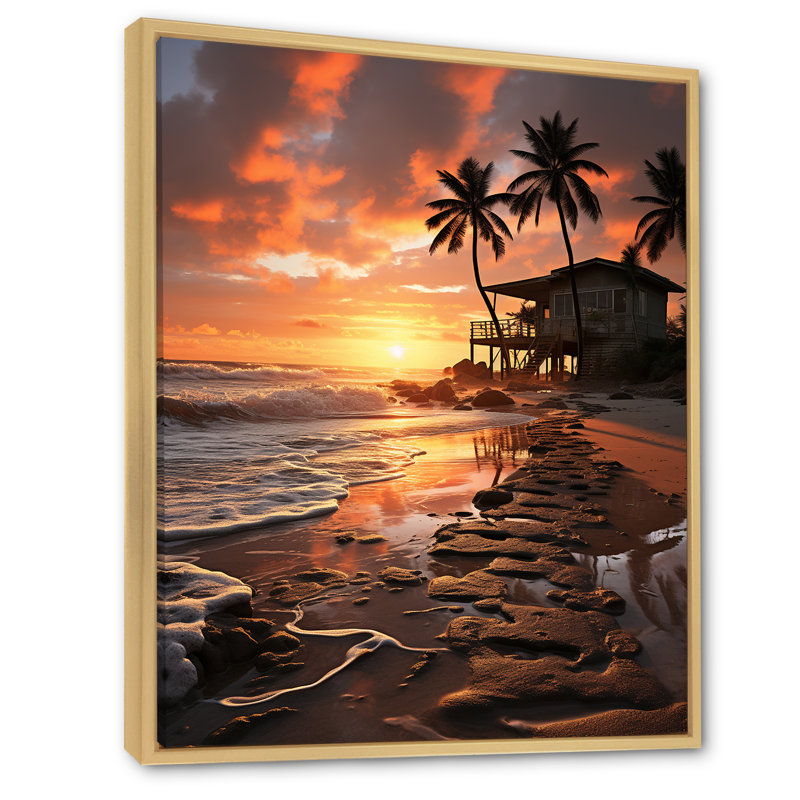 Miami Sunrise Magic II sur impression sur toile, H 32 po x l 16 po x P 1 po, Cadre naturel flottant