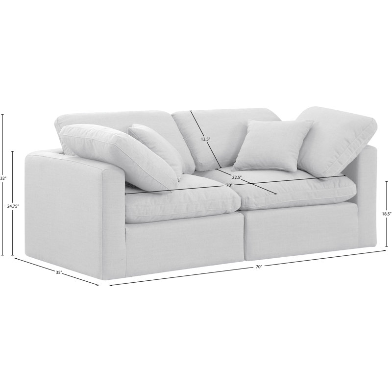 Itala Upholstered 70'' Loveseat, White Linen Textured Fabric