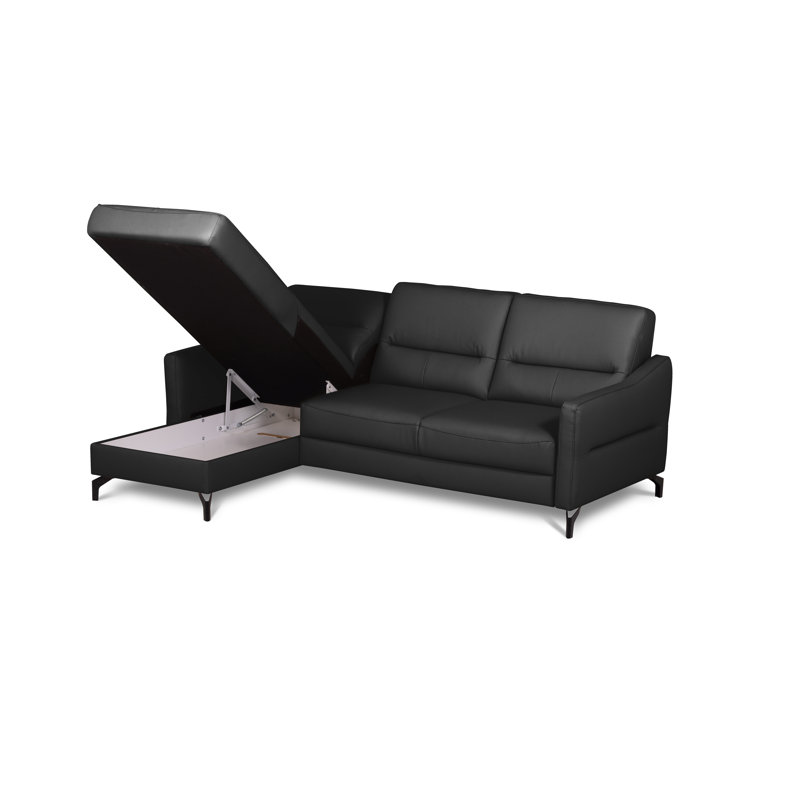 Falkirk Leather Corner Sofabed, Left Hand Facing, Black