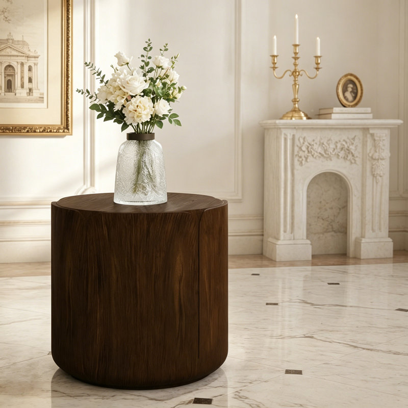 Table d'appoint ronde d'extérieur d'intérieur, Brown