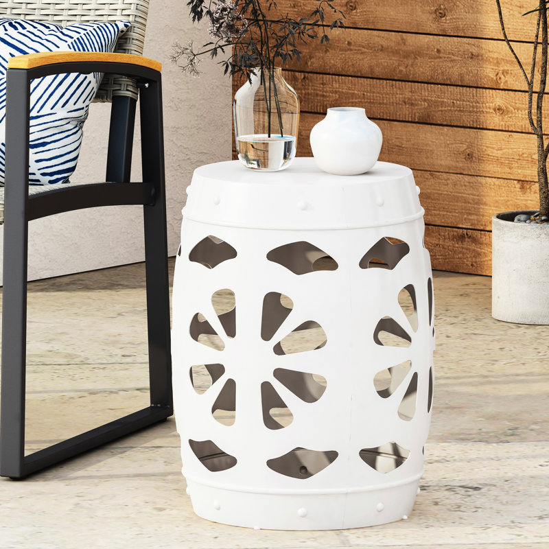 Table de bout Chic White - sans assemblage, structure moderne en fer, assemblage requis, Blanc