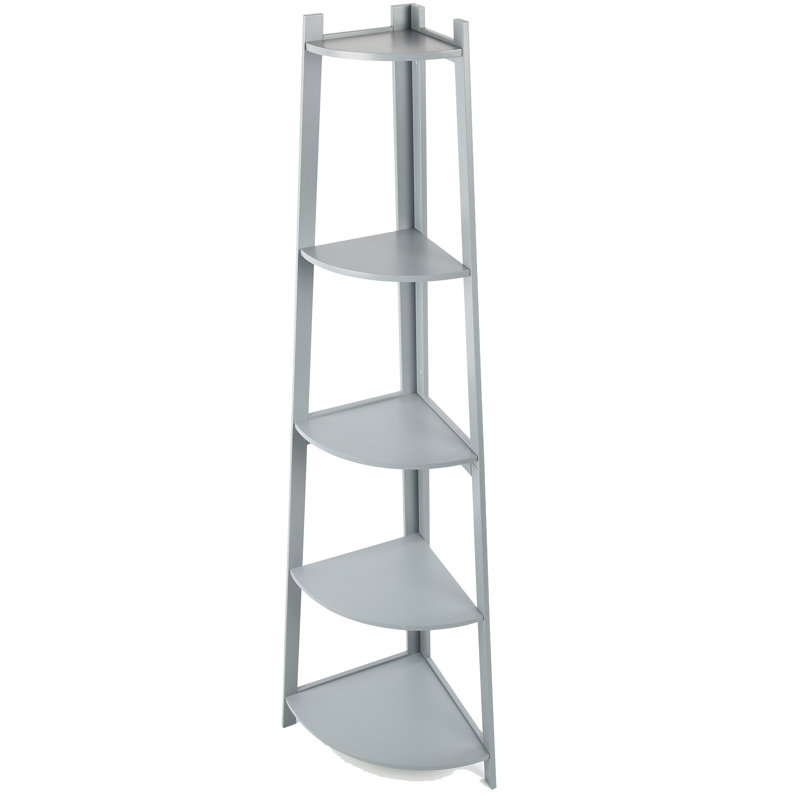 Cardenas 5 Tier Corner Bookcase, Grey