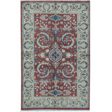 One-of-a-Kind Hand-Knotted High-Quality 5'1" x 8'1" Wool Area Rug in Rust/Beige/Navy