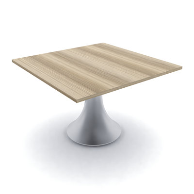 Square Conference Table with Metal Trumpet Base