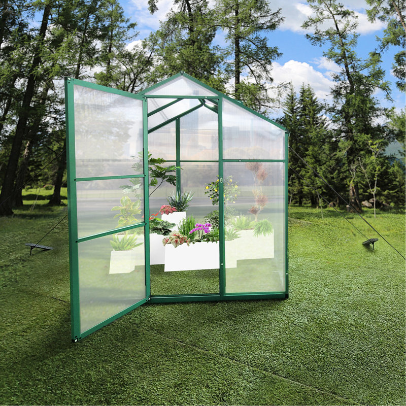 Serre en polycarbonate de 6 pi x 4 pi - Fabrication en aluminium résistante au vent et aux intempéries avec espace de drainage spacieux