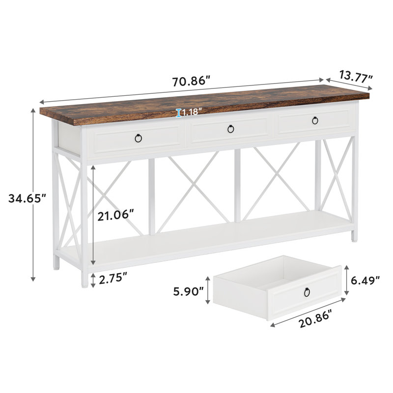Tatianah 70.86'' Console Table, Brown/White