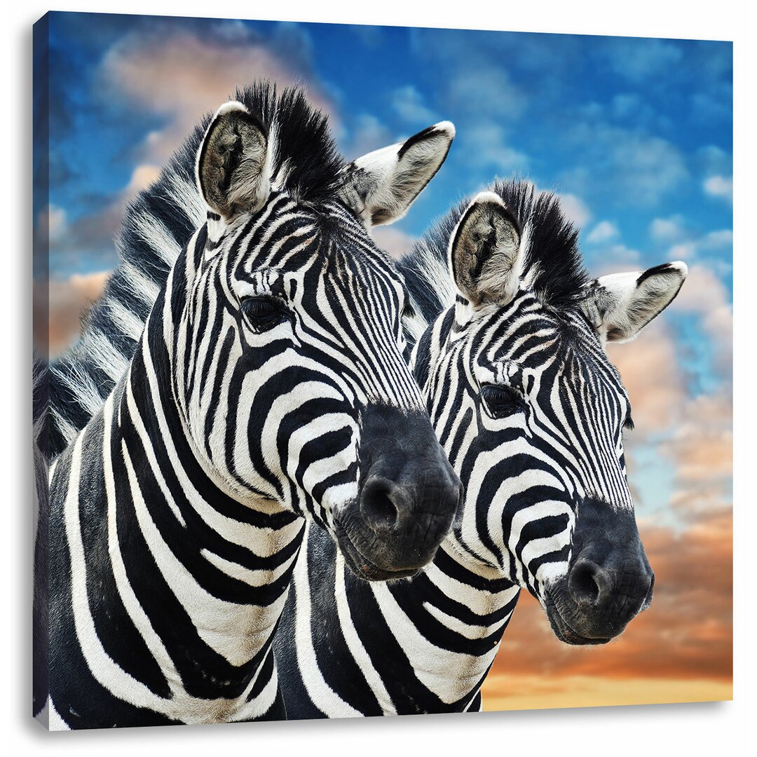 Leinwandbild Zebra Pärchen