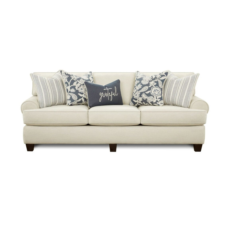 88.4" W Transitional Sofa, Ivory