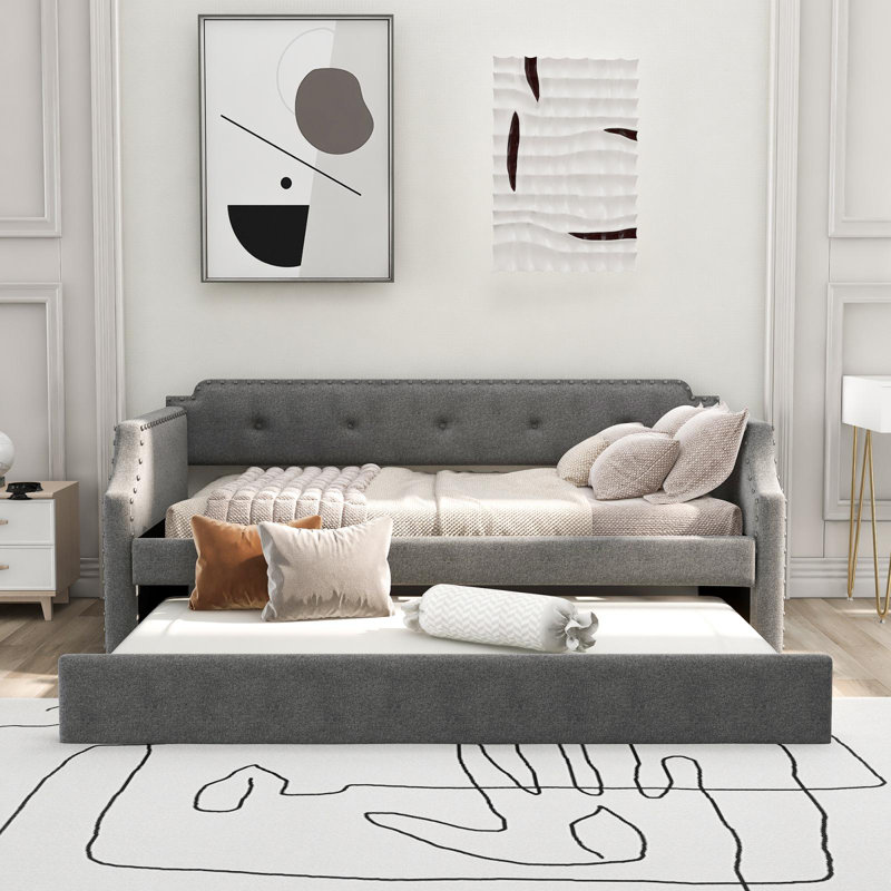 Dearmon Kids Twin Daybed with Trundle, Gray
