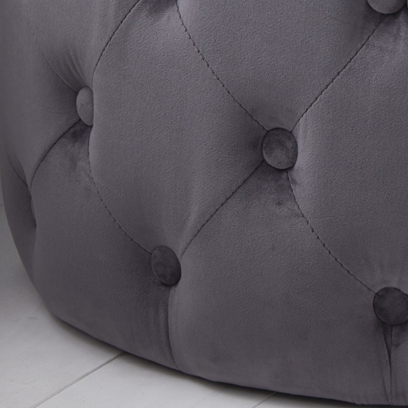 Manufactured Wood Accent Stool, Grey Tufted