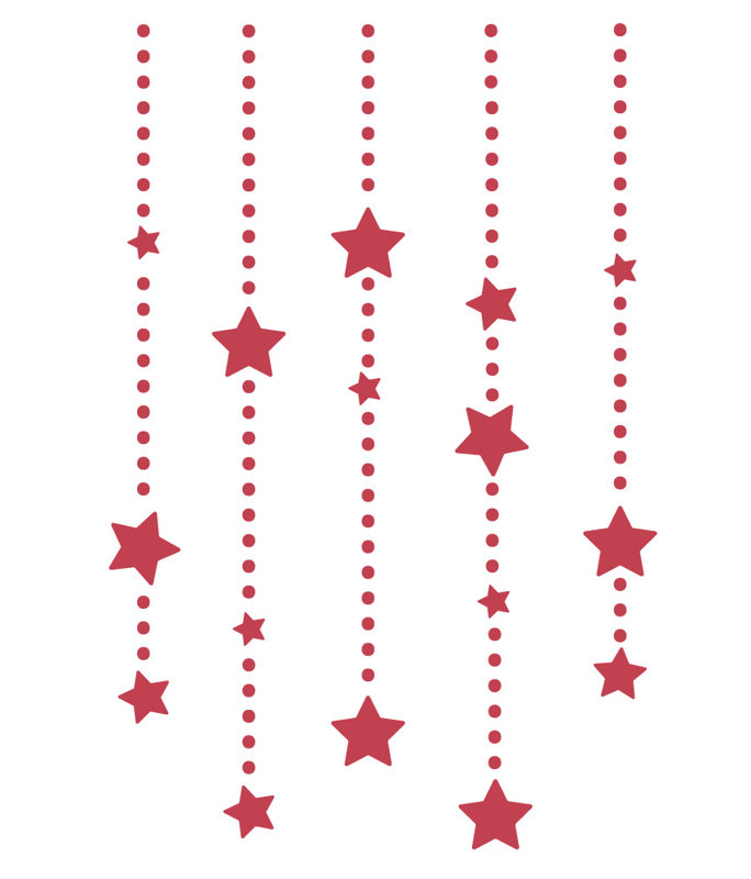 Décalcomanie murale étoile éléments suspendus, H 36 po x l 24 po x P 0,01 po, Rouge Dahlia