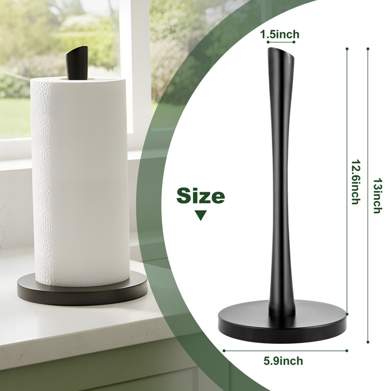Stainless Steel Freestanding Organizer Stand: Matte Black Finish, Ideal For Large Rolls In Kitchen & Bathroom