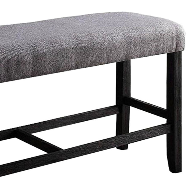 Banc à hauteur de comptoir de teinte, structure en bois, tablier et repose-pieds rembourrés, bois de finition profonde de 14 pouces pour la salle à manger de cuisine, siège, largeur 48 po