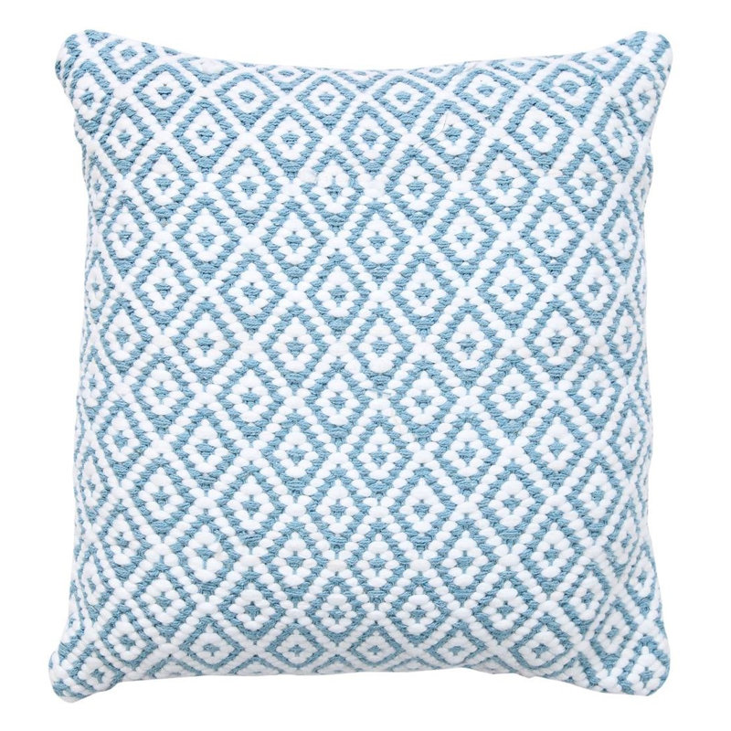 Geometric Cotton Blend Throw Pillow, Light Blue