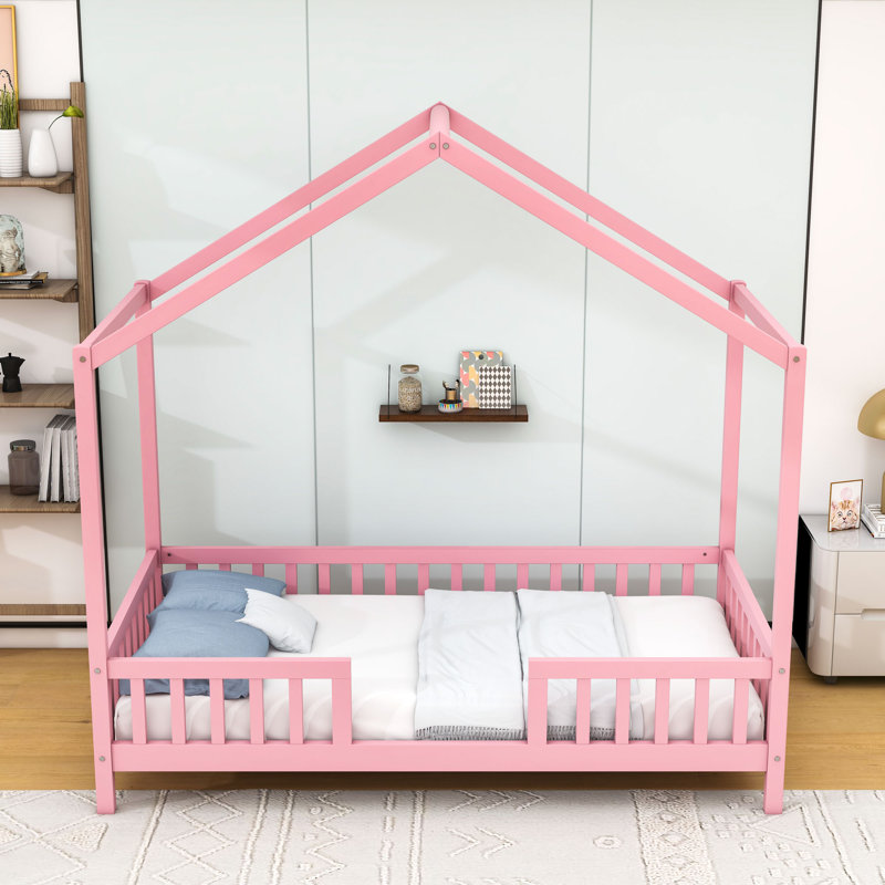 Lit sur pied avec rampes hautes, Simple, Rose