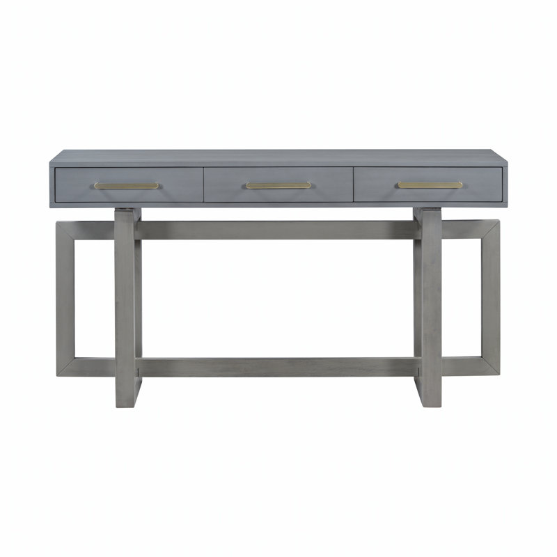 Élégante console à trois tiroirs, parfaite pour un décor moderne et traditionnel, combinant style et rangement.