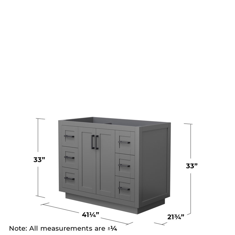 Base de meuble-lavabo simple autoportante 41,25 po Miranda, Gris mat / noir mat
