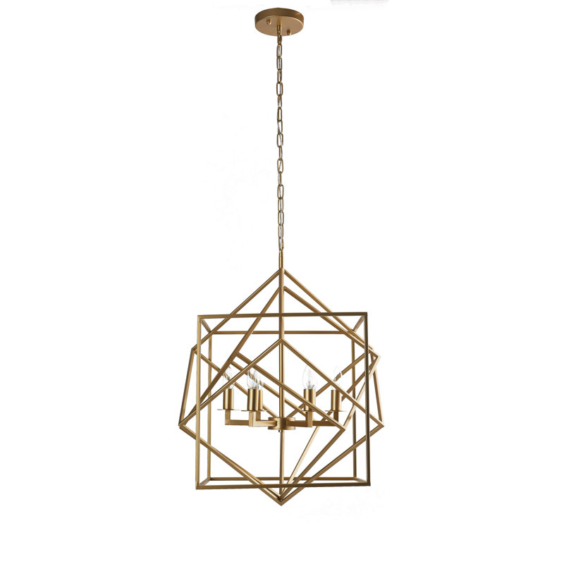 Lustre 6 lumières en métal doré