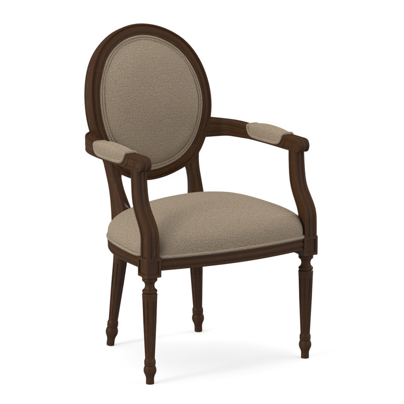 Chaise avec accoudoirs en tissu Dauphin, Noyer noir, Lin d'Élise