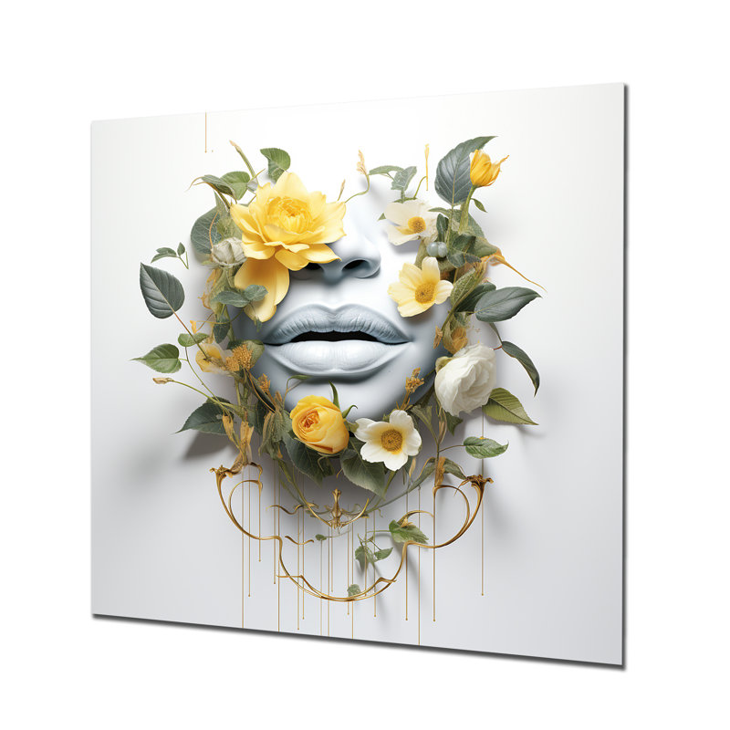 Floral Lips Silhouette III - Fashion Metal Art, 36" H x 36" W