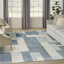 Tapis bleu / ivoire en polyester tissé à la machine Borisas-665917551