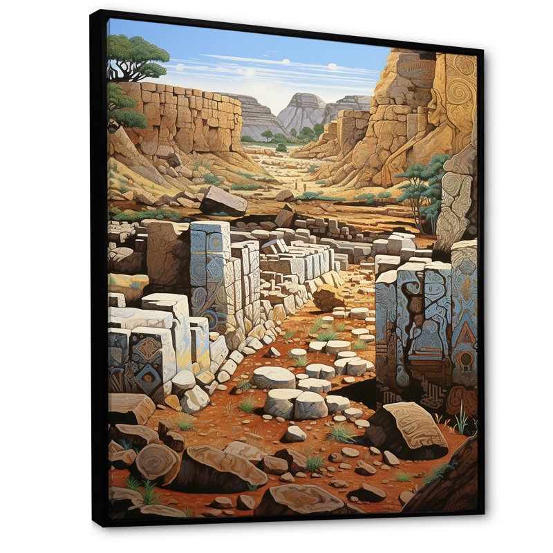 Native Native Ruins In America sur impression sur toile, Cadre flottant noir, H 32 po x l 16 po x P 1 po