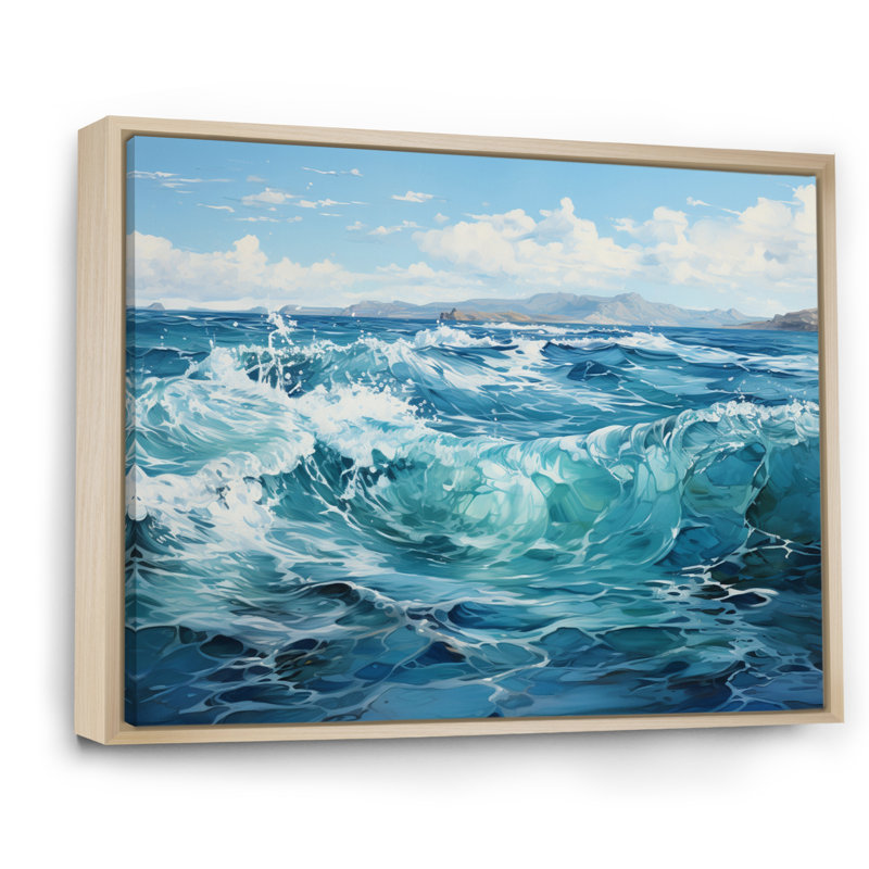 Teal Ocean Infinity - Landscapes Canvas Wall Art, H 30 po x l 40 po x P 1,5 po, Cadre naturel flottant