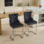 Tabourets de bar modernes de 25 po à hauteur de comptoir, de 2, dossier en velours et garniture de rivet avec pieds en métal solides, noir pour la salle à manger à la maison, hauteur de l'îlot de cuisine, garniture de dossier et de rivet, base, 2 pièces-496454652