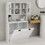 Grande armoire de salle de bain à deux compartiments avec panier à linge inclinable et 2 tablettes réglables - blanc-584343725