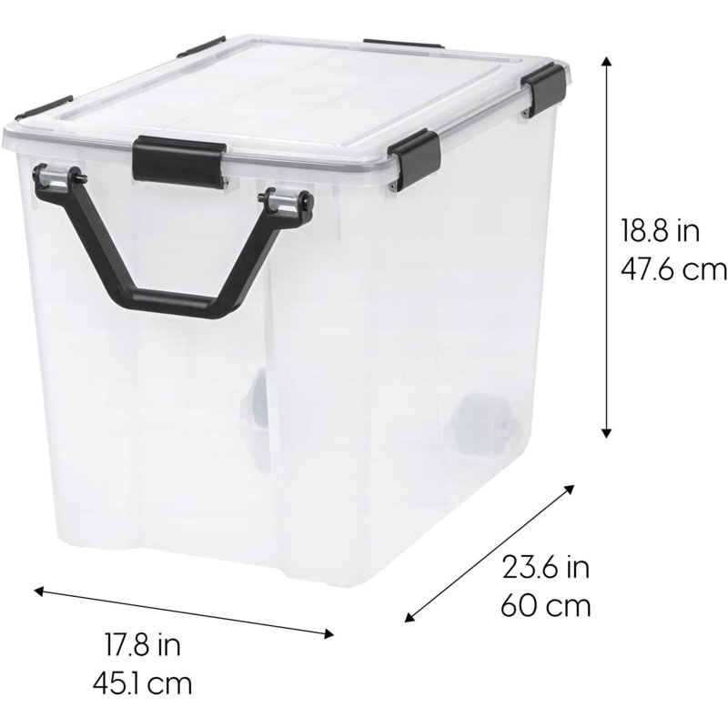  103 Qt Storage Bins Plastic Gasket Box with Tight Latching Lids, 2 Pack