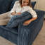 157,6 po, assise profonde en velours côtelé bleu, conception à deux couches, coussins amovibles, sans assemblage, possibilité de bricolage, sièges rembourrés en plumes de luxe, tissu doux modulaire, nuage de soutien en éponge
