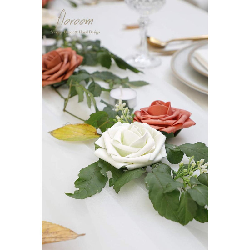 Fleurs artificielles artificielles en mousse ivoire avec tiges pour les bouquets de mariage bricolage