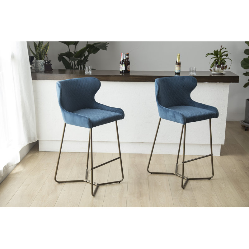 Marazi Upholstered Counter Stool, Blue