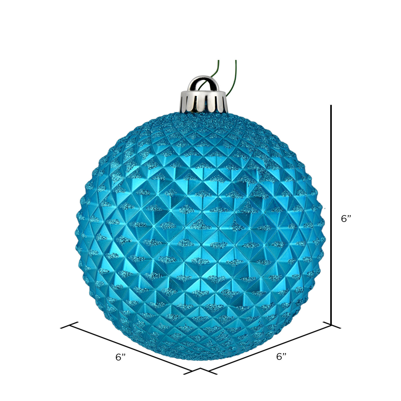 Durian Glitter Ball Ornament, Turquoise