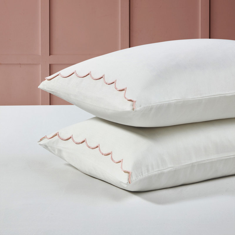 Peri Home Scallop Pillowcase Pair (Set of 2), Standard Pillow Case, Pink