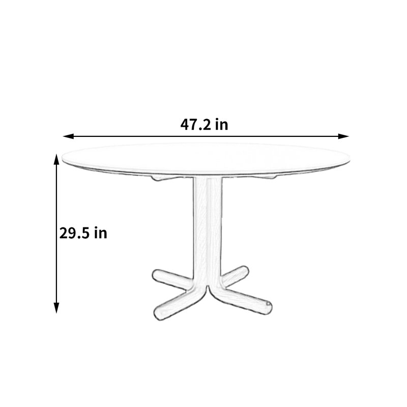 Table de salle à manger romantique, H 29,5 po x L 47,2 po x l 47,2 po