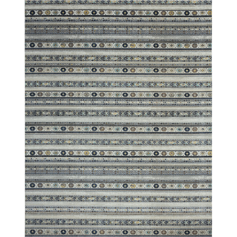 Tapis gris intérieur / extérieur Southwestern, Rectangulaire 8 pi 7 po x 11 pi 6 po