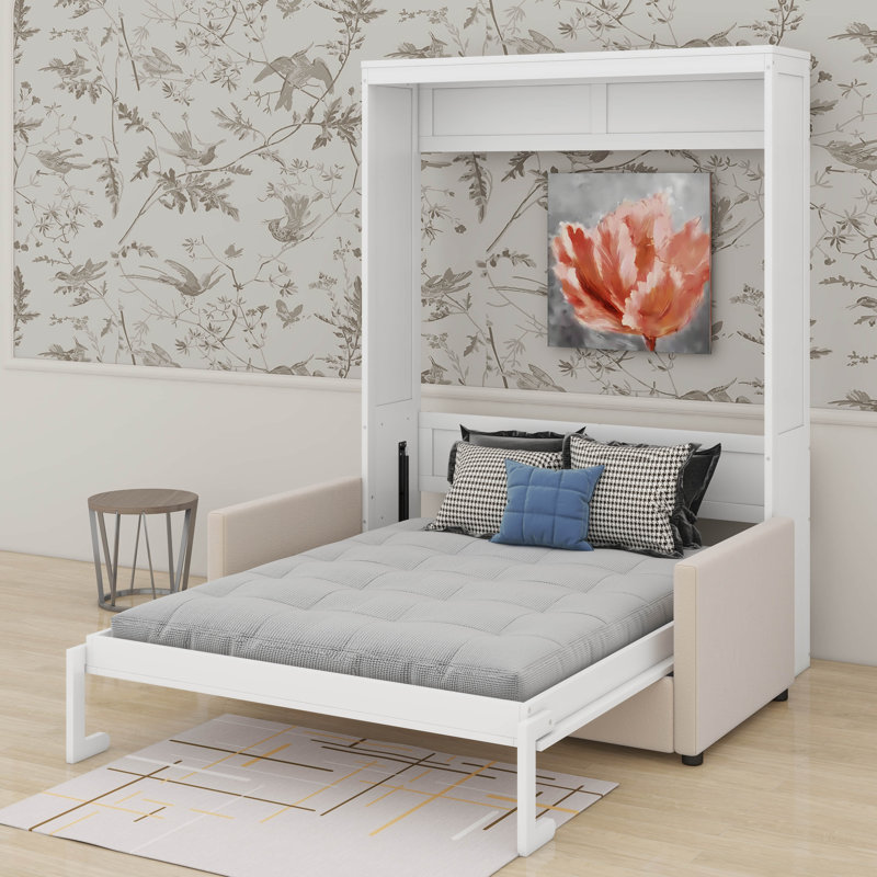 Grand lit escamotable avec coussin, Blanc