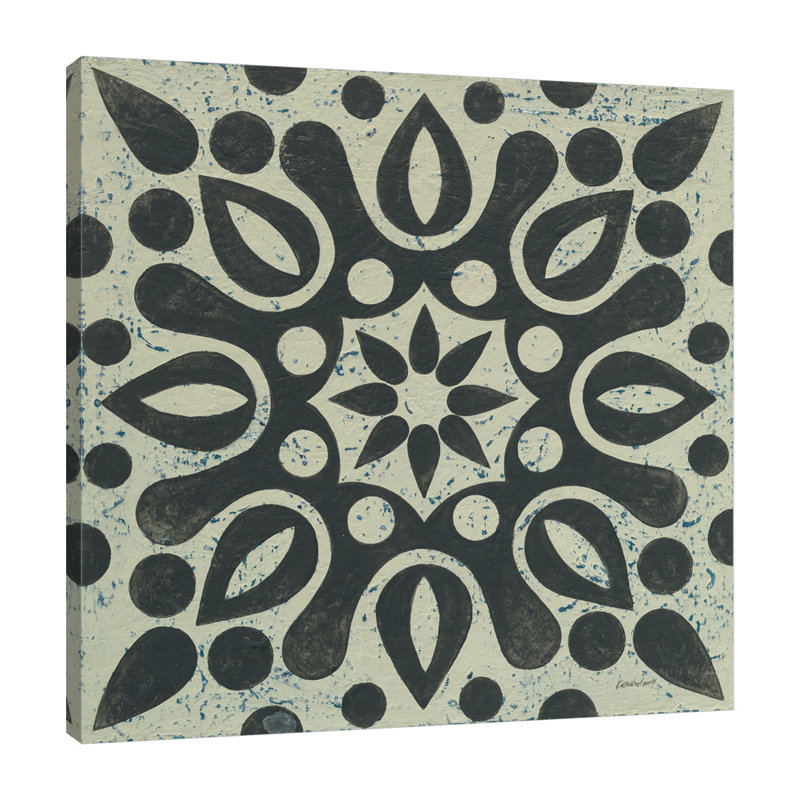 «Black and White Tile IV», toile tendue par Kathrine Lovell, H 36 po x l 36 po x P 1,5 po
