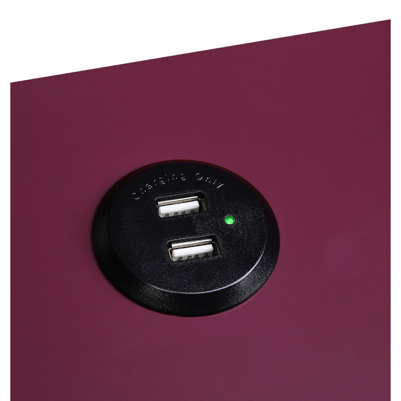 Table d'appoint contemporaine avec plateau bordeaux foncé, élégants pieds noirs en forme de « X », poids : 9,2 kg, hauteur : 60 cm, largeur : 32,5 cm