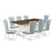 Ensemble de cuisine 5 pièces comprenant une table de salle à manger rectangulaire à pattes en X et 4 chaises Parsons en lin bleu ciel, 101,6 x 182,9 cm, multicolore-1101324999-1101325000