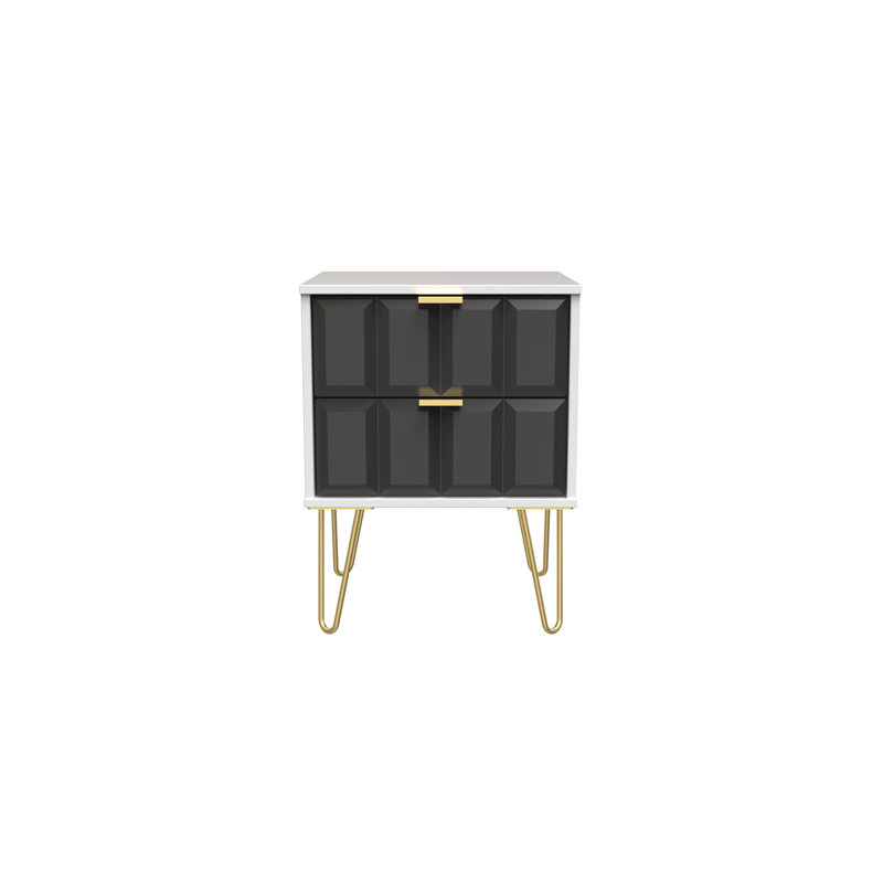 Allem 2 Drawer Bedside Cabinet (Ready Assembled), Graphite/White