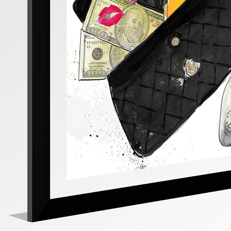 «Drop Everything 2», reproduction sur toile tendue encadrée en noir / jaune, H 39,5 po x l 27,5 po x P 0,75 po
