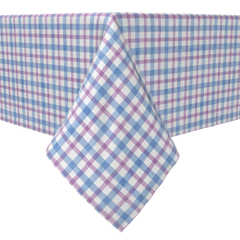 Rectangular Plaid Cotton Twill Table Runner, 104" x 60"