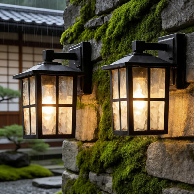 Outdoor Wall Light Fixtures Set Of 2, Waterproof Exterior Lantern With Tempered Glass, E26 Socket Modern Wall Mounted Lamp For Patio, Front Door, Garden, Garage, And Porch