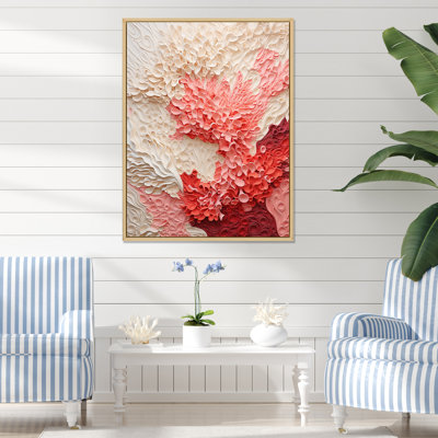 Collage beige et rose corail - grand art mural corail