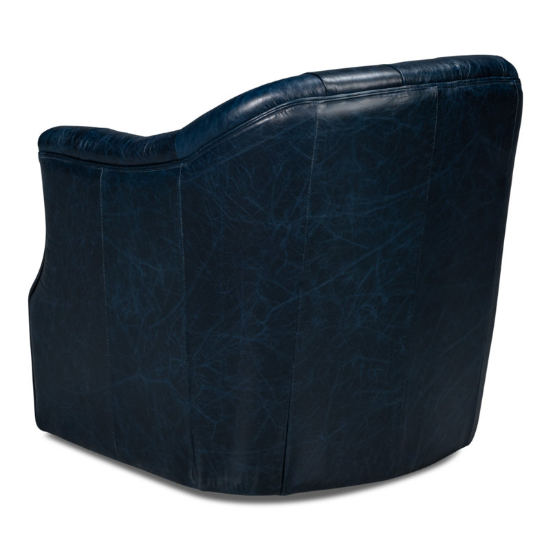 Coolidge Swivel Club Chair, Chateau Blue Genuine Leather