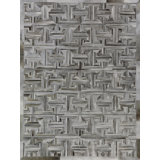 Natural Hide Cowhide Geometric Area Rug in Gray